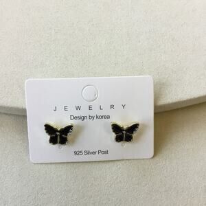 Gold & Black Butterfly Shaped Stud Earrings